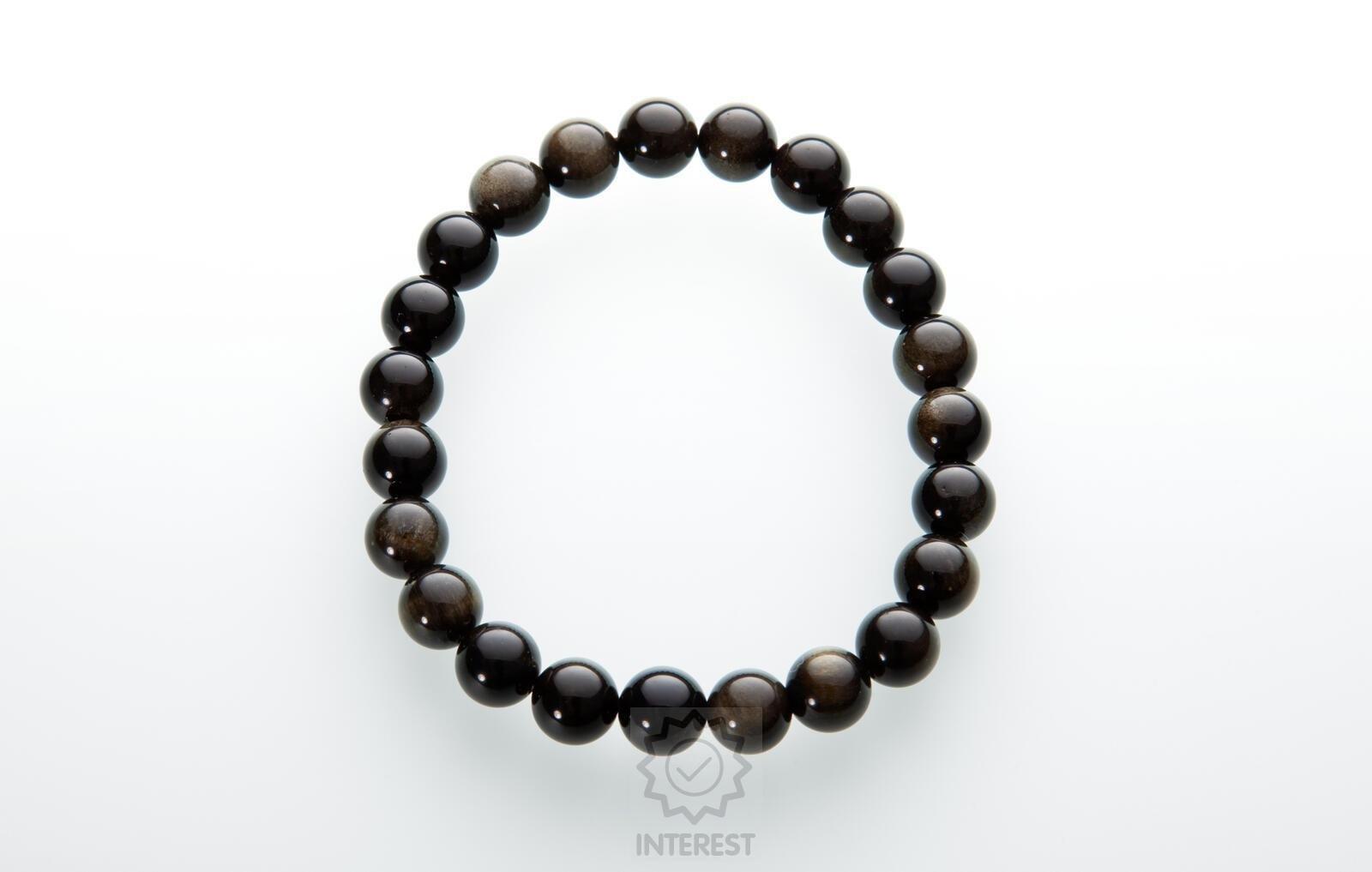 Náramek - Obsidián zlatý kulička 8 mm.