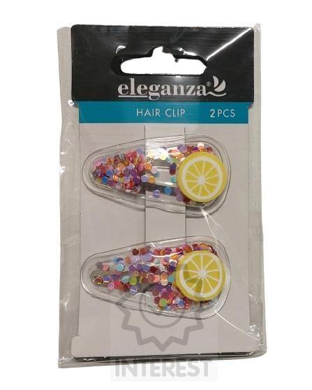 Sponky do vlasů pukačky s třpytivými glitry - CITRON - 5 balení(K42068