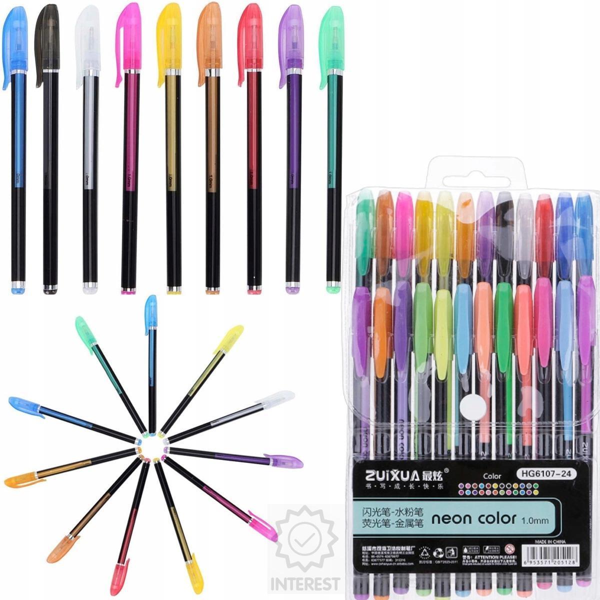 Neonové barevné gelové pera 12 kusů - (K72137).