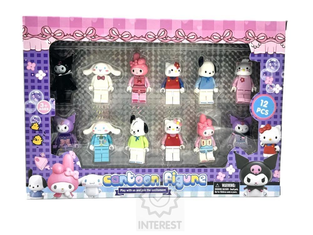 Velká sada figurek - Kuromi Hello Kitty 12KS + příslušenství PRO LEGO.