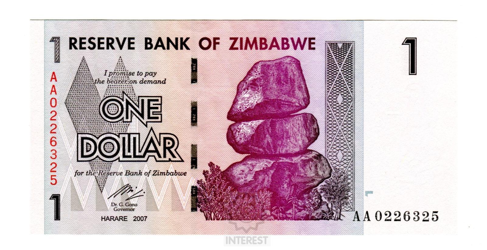 Zimbabwe - 1 Dollar 2007. UNC