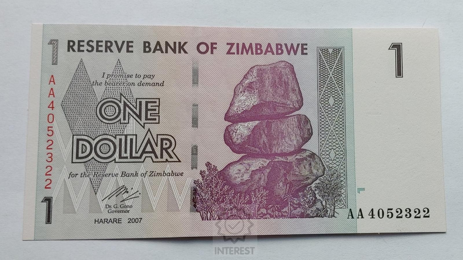Zimbabwe - 1 Dollar 2007. UNC