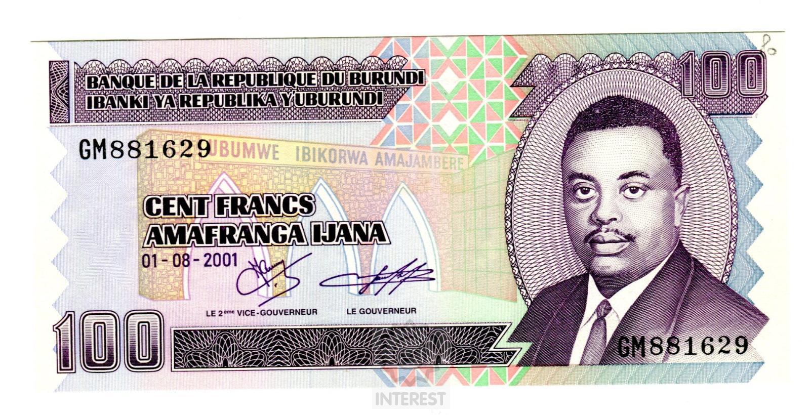 Burundi - 100 Franků 2001 - UNC