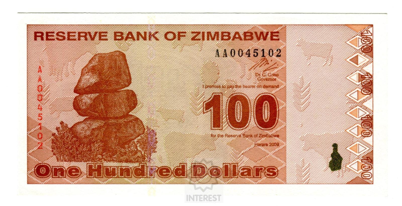 Zimbabwe - 100 Dollars 2009 - UNC
