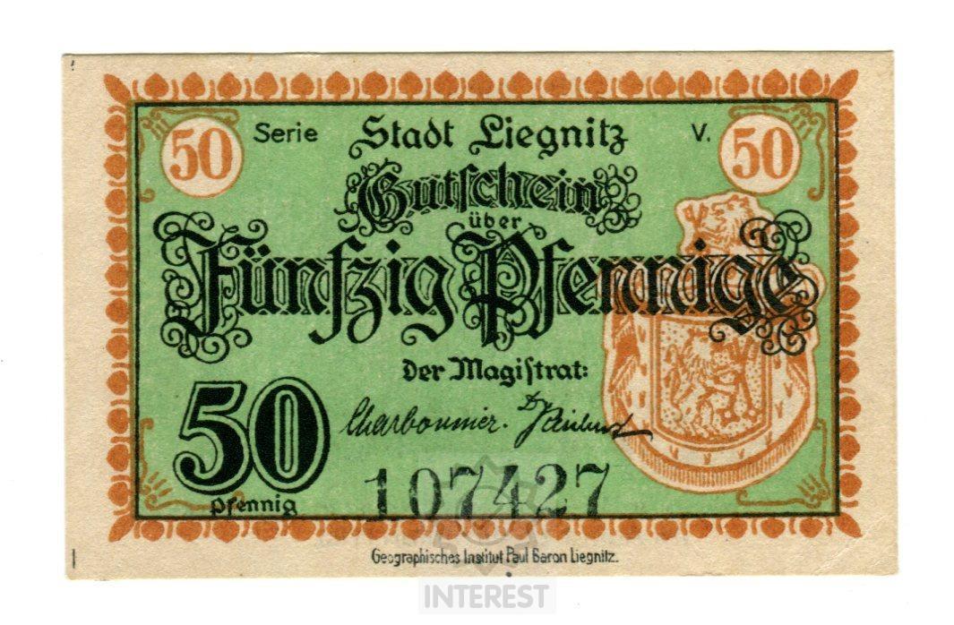 Německo - Nouzovka - 50 Pfennig - Město Legnica