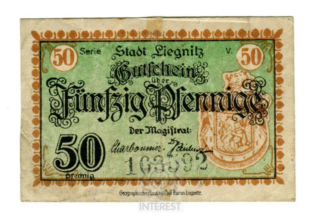 Německo - Nouzovka - 50 Pfennig - Město Legnica