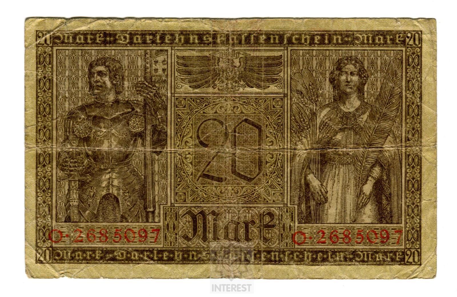 Německo - 20 Mark 1918. Série O