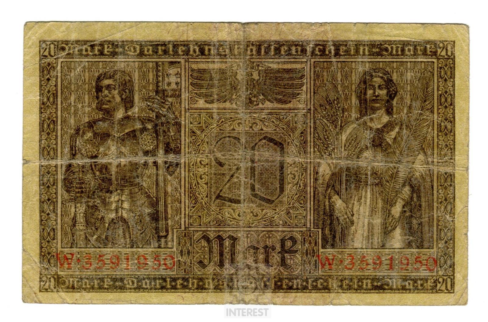 Německo - 20 Mark 1918. Série W