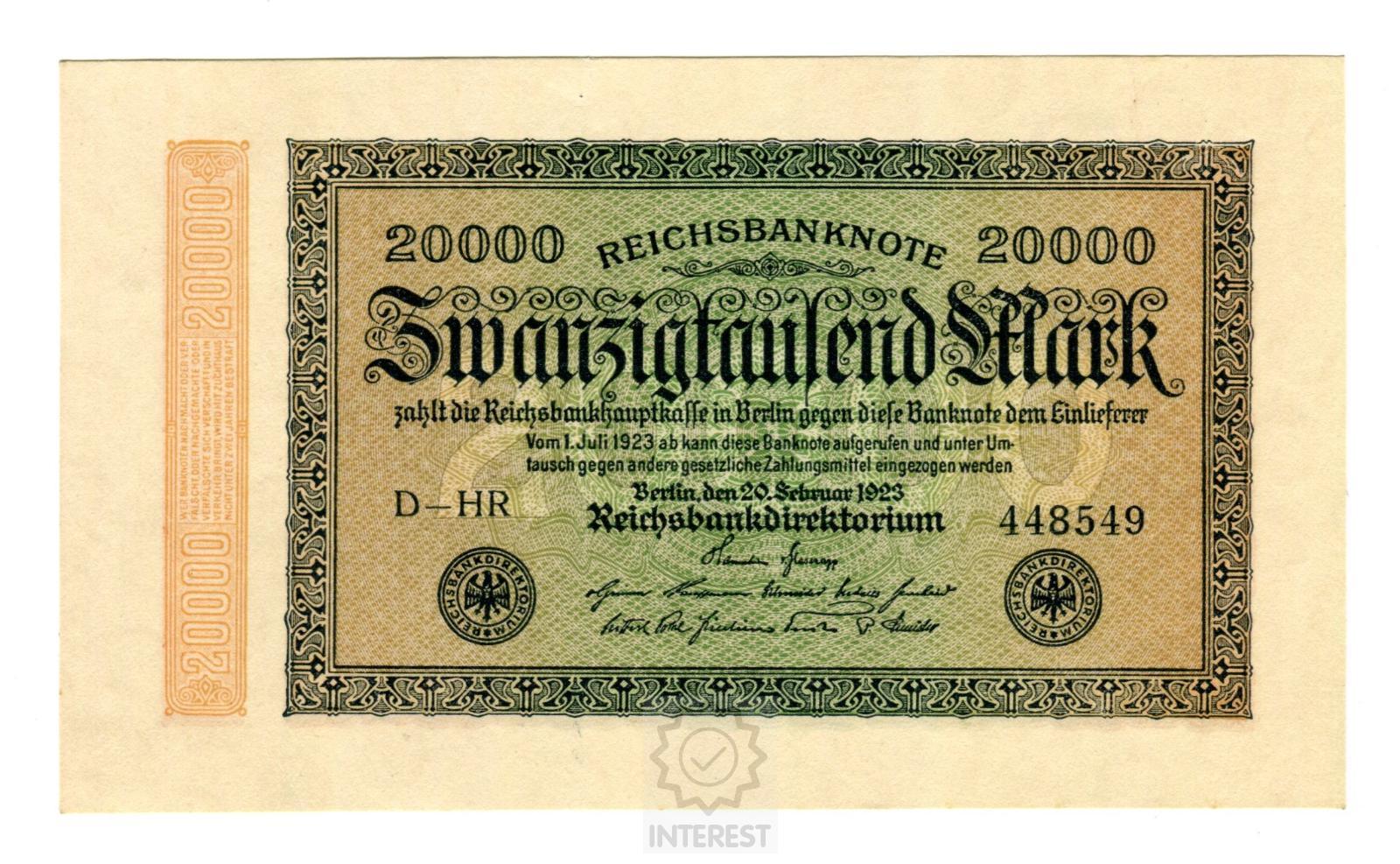 Německo - 20 000 Mark 1923. UNC