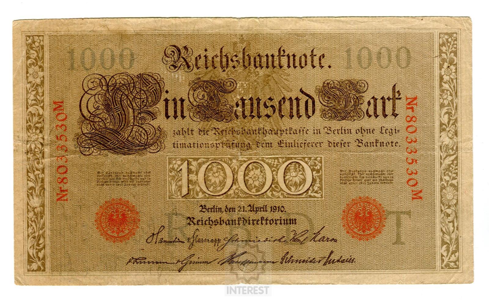 Německo - 1000 Mark 1910
