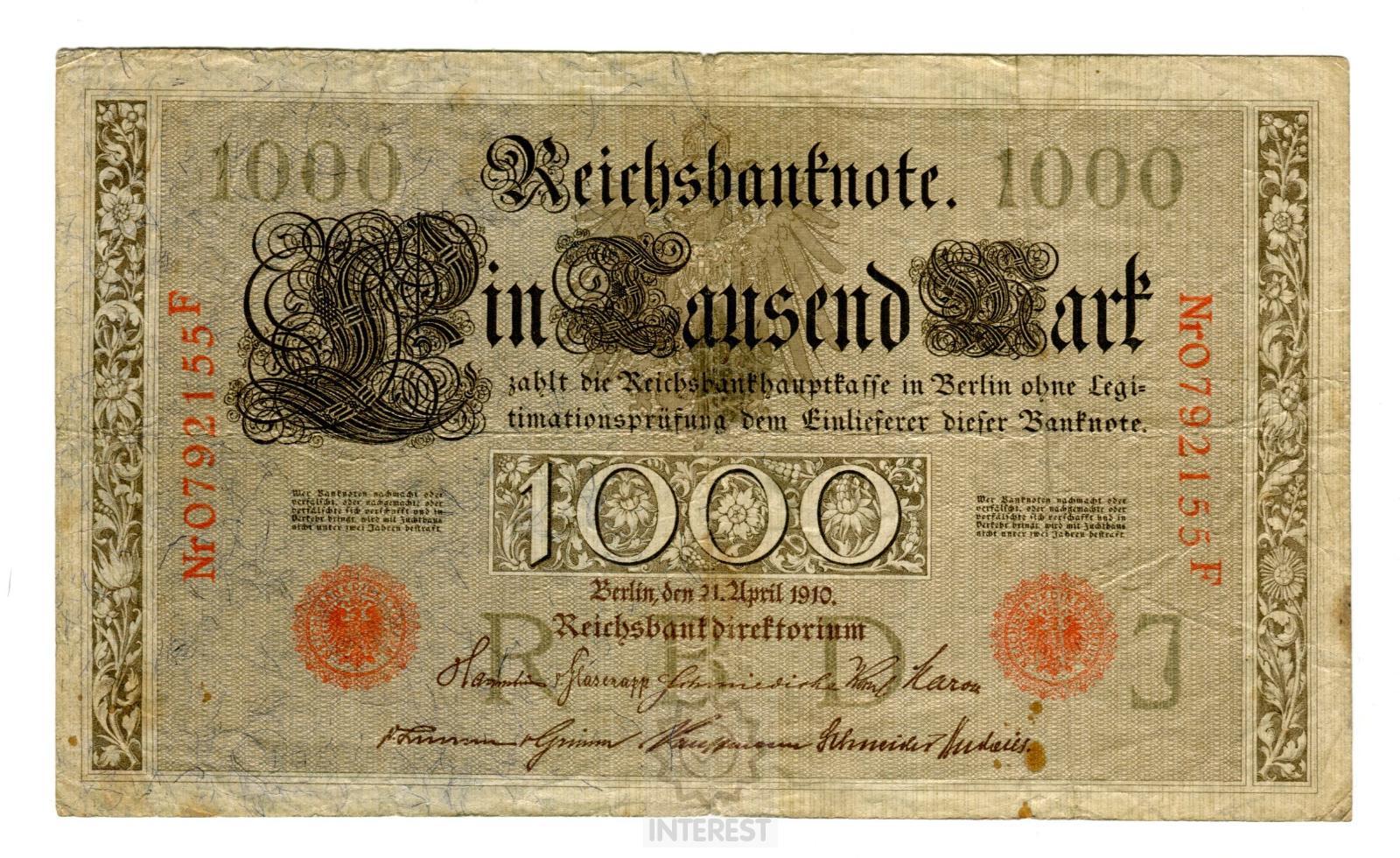 Německo - 1000 Mark 1910