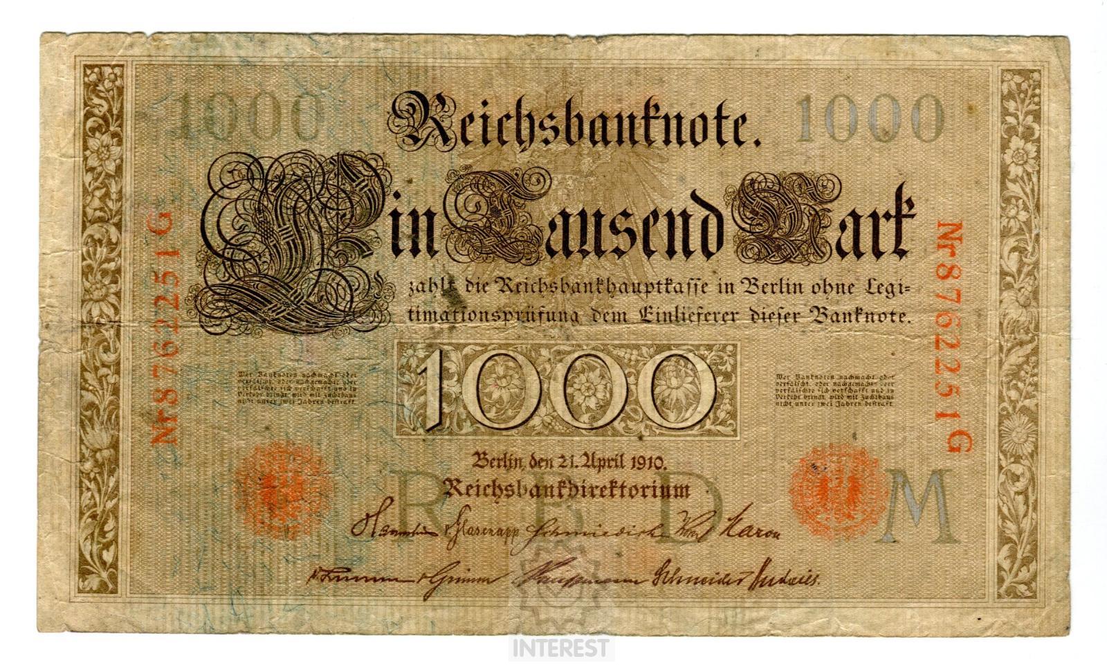 Německo - 1000 Mark 1910