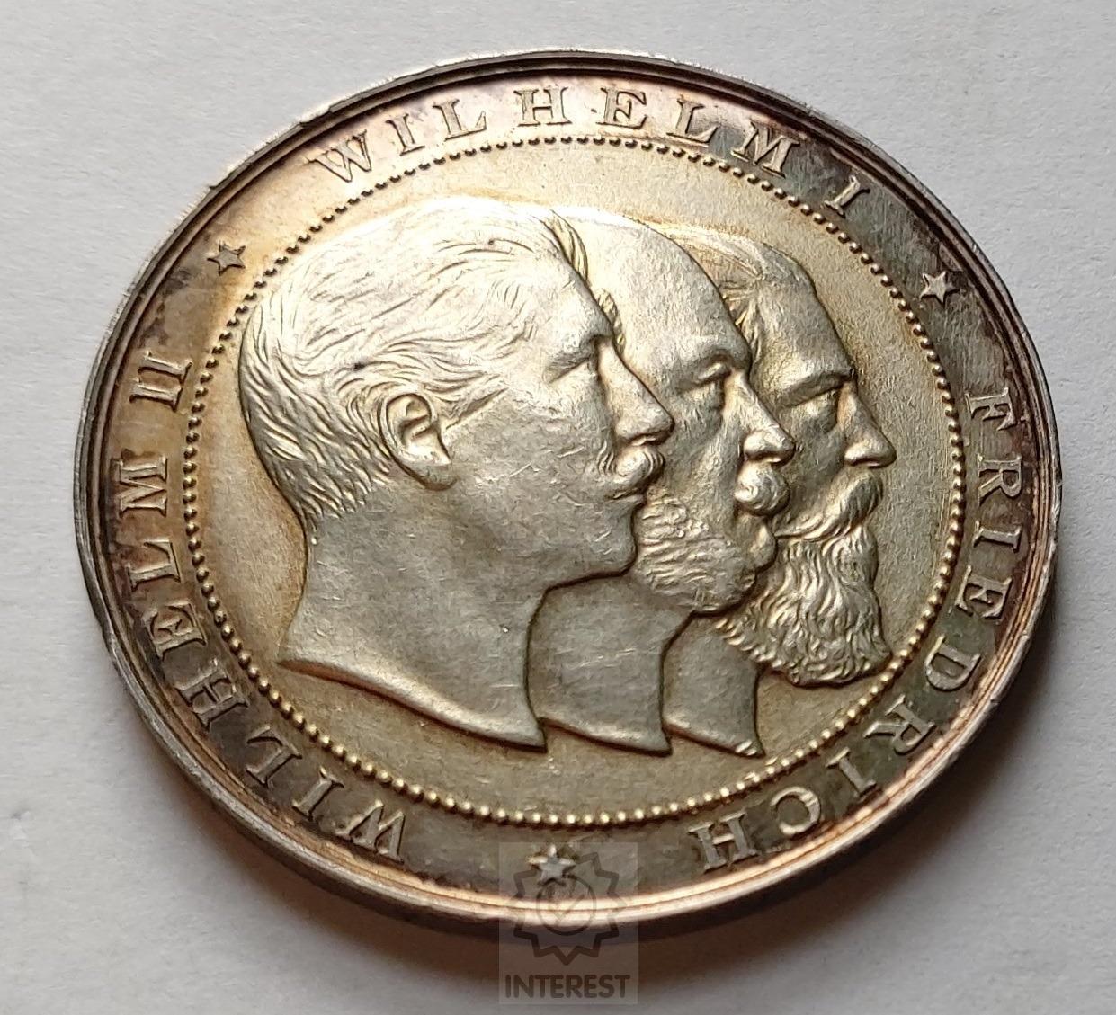 Medaile 1895 k 25. výročí vítězných Dnů zbraní německé armády.Ag(č.102)