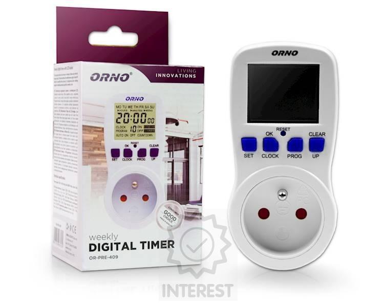 Spínací hodiny 230V digitální týdenní ORNO 16A