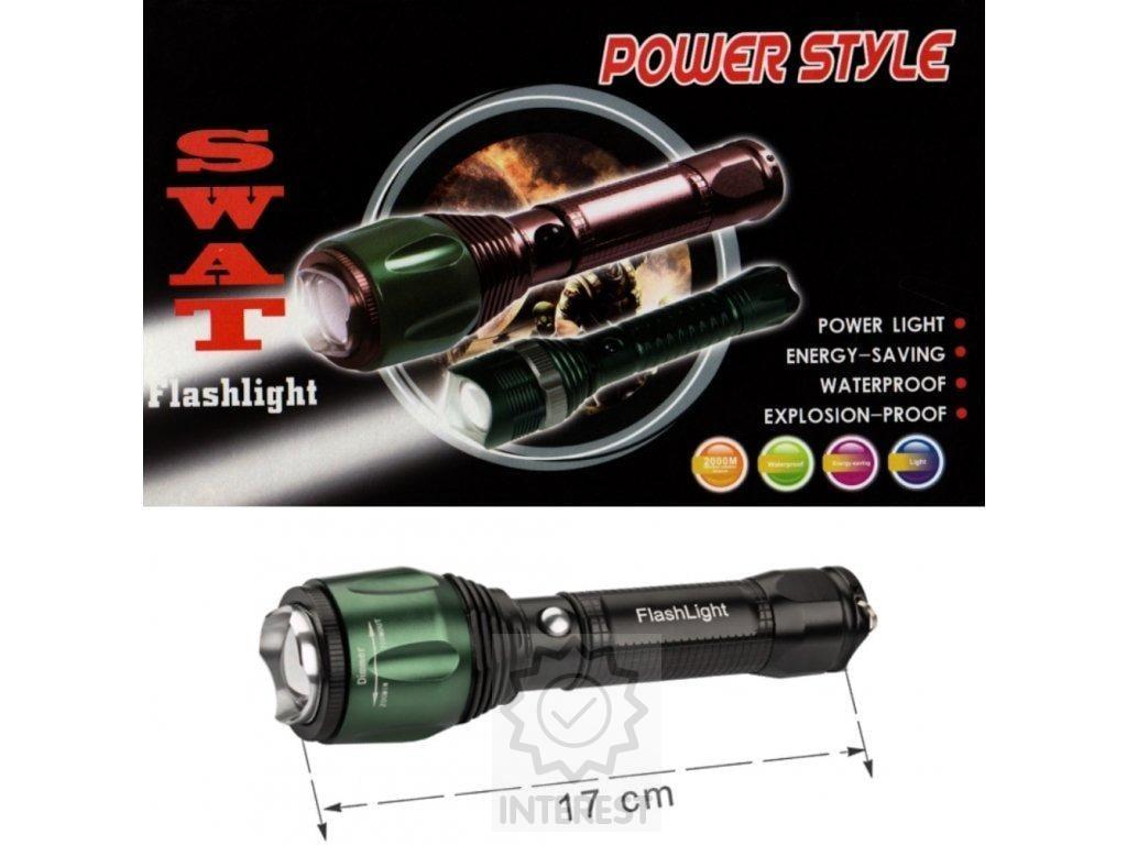 Nabíjecí LED svítilna SWAT s funkcí ZOOM - (K124219)