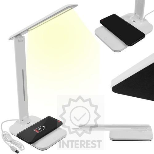 Stolní LED lampa s indukční nabíječkou na telefony - (K134232)