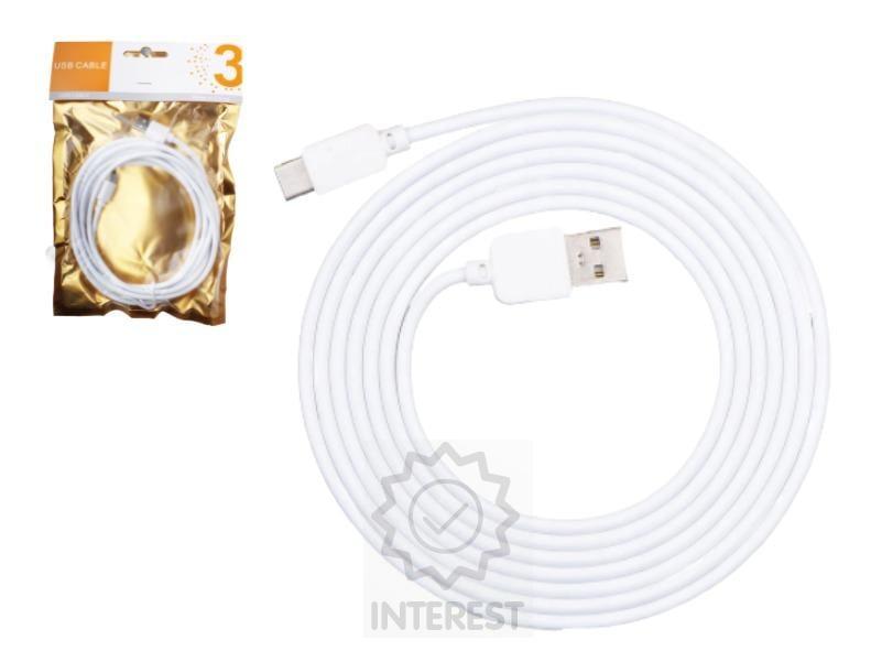 Datový kabel, Konektor USB A, USB-C, Délka kabelu 3 m.