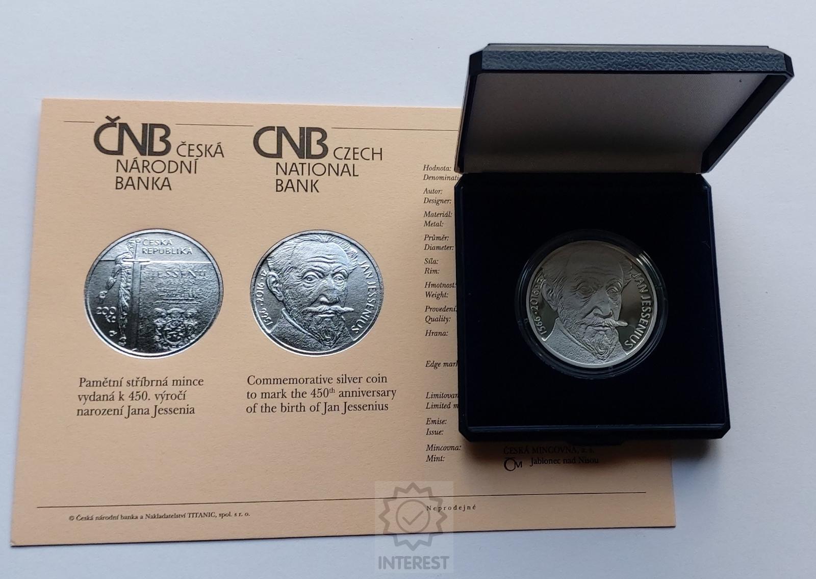 200 Kč - Jan Jessenius 2016 - PROOF.