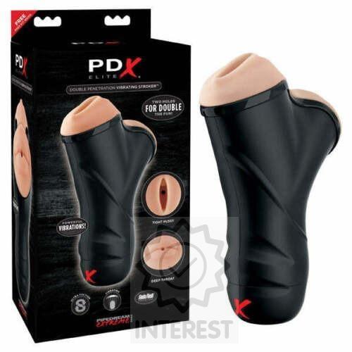Dvojitý penetrační vibrační masturbátor zdvihač PDX - (K134556)