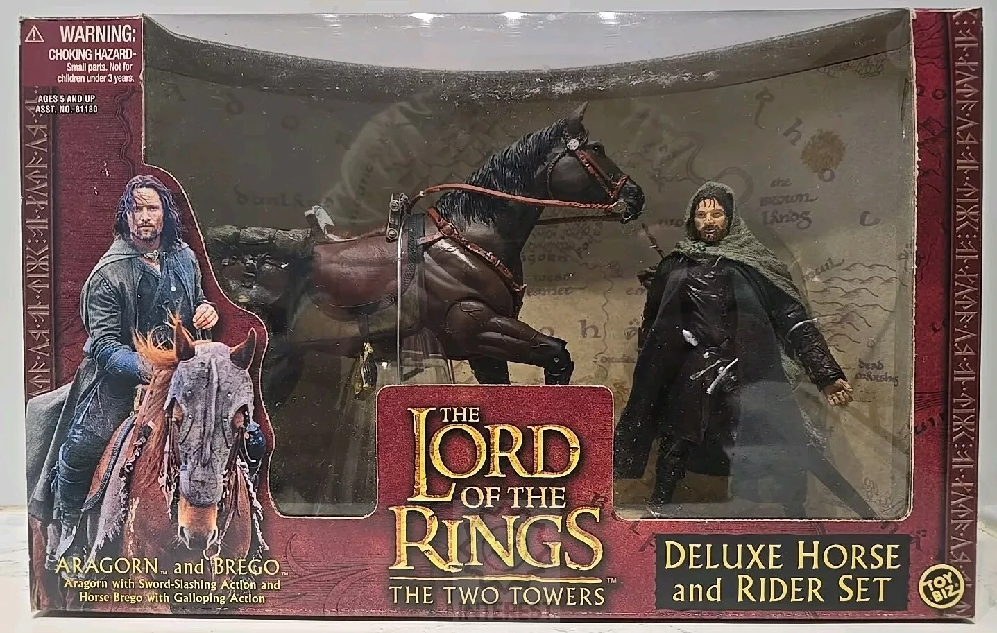 Figurka Pán prstenů Aragorn s koněm Bregem s pohyby.