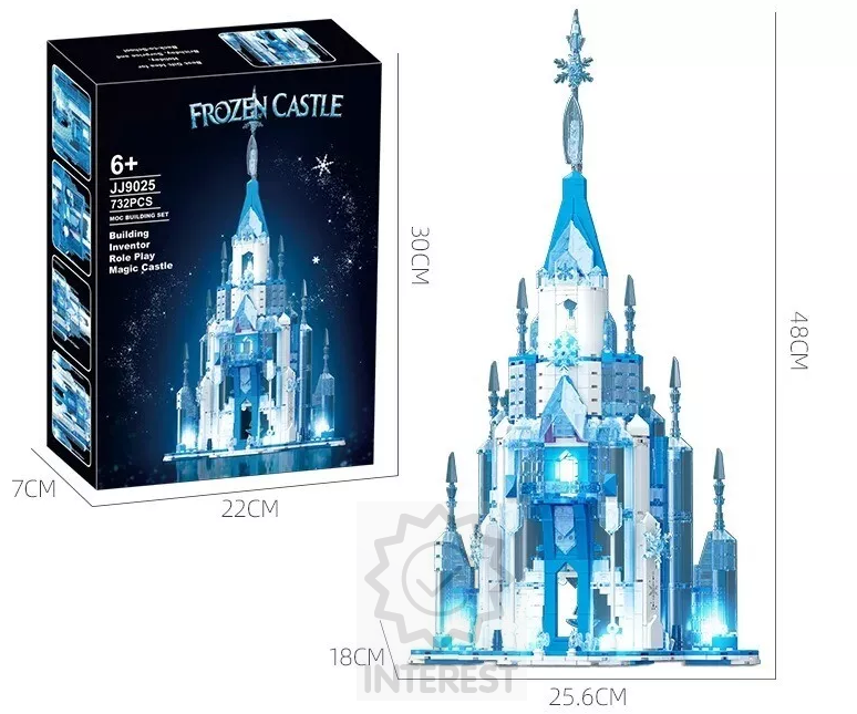 Stavebnice Castle JJ9025 - Osvícený Ledový zimní palác 48 cm - 6x LED.
