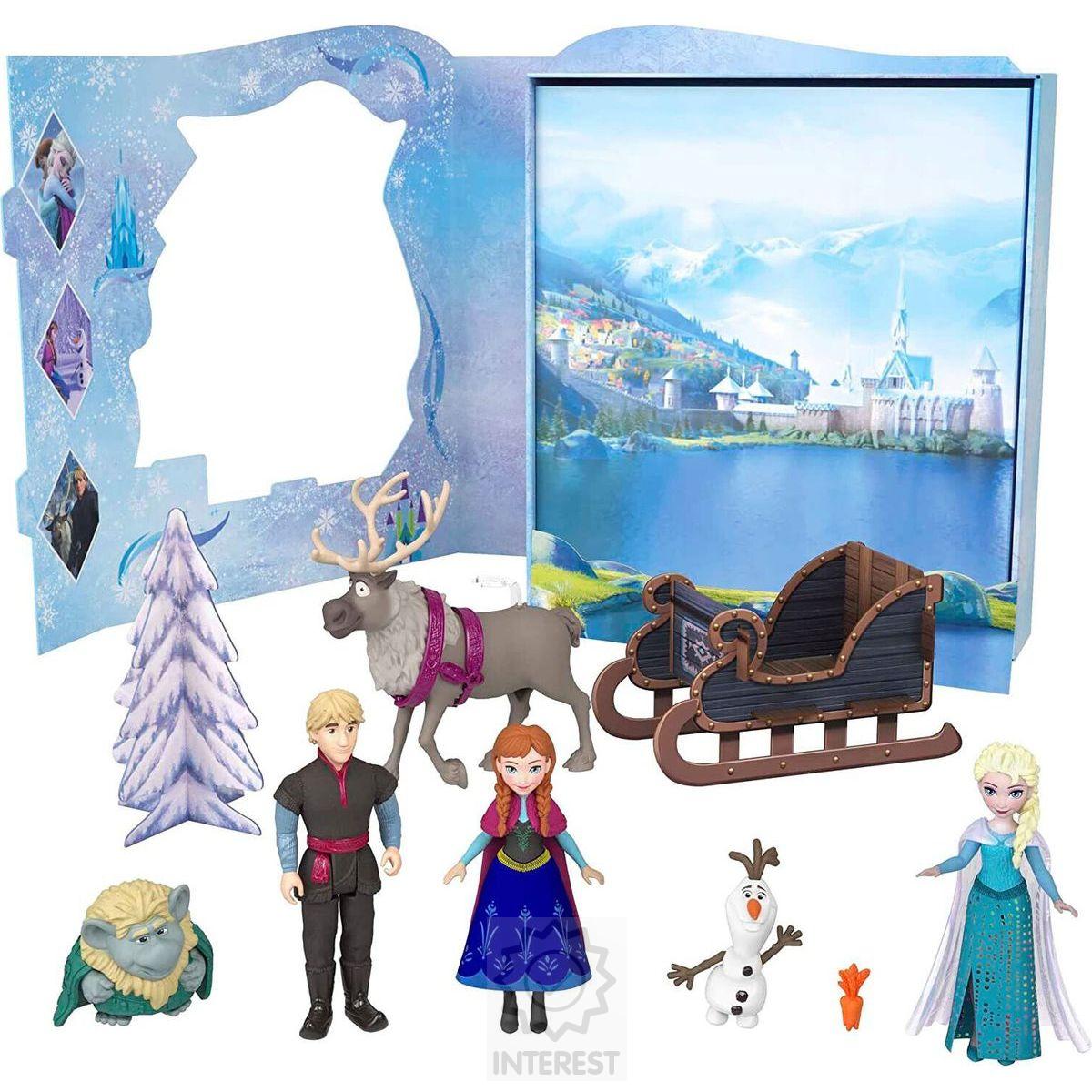 Disney Frozen Pohádková kniha malé panenky Anna a Elsa s kamarády.