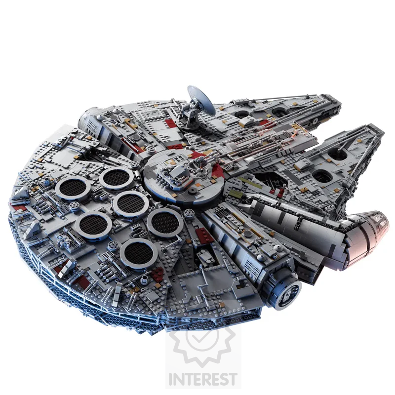 Stavebnice Star Wars Millennium Falcon + osvětlení,podstavec a figurky 8445 kusů.