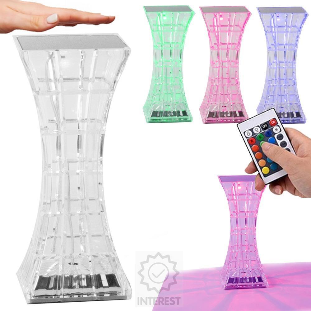 Křišťálová LED stolní lampa RGB na dálkové ovládání nebo dotykem