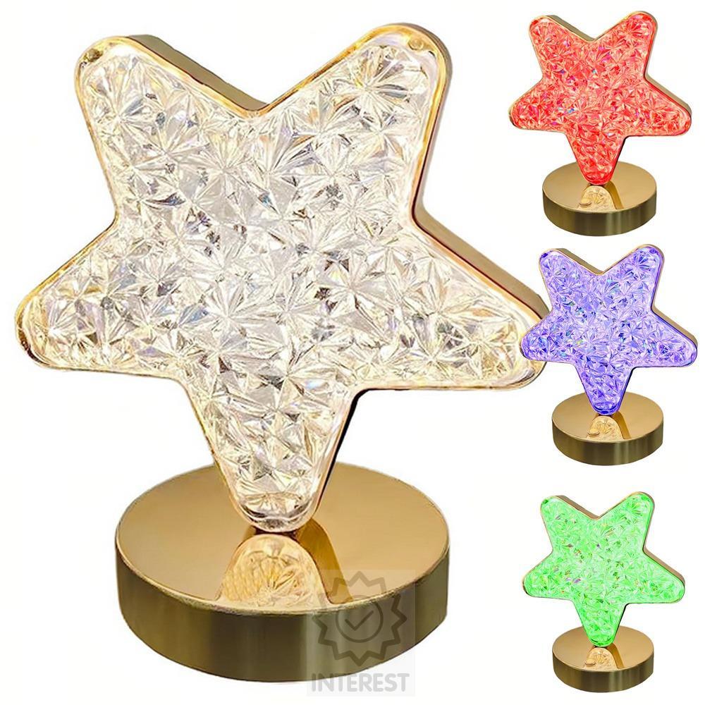 Křišťálová LED stolní lampa RGB s imitací krystalu - Hvězda