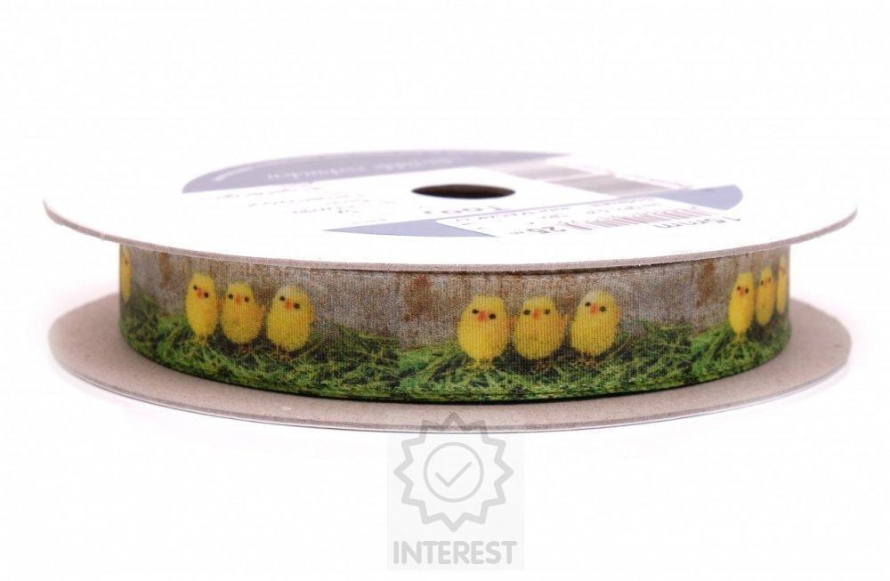 Stuha s drátkem šíře 25mm kuřátka 25m