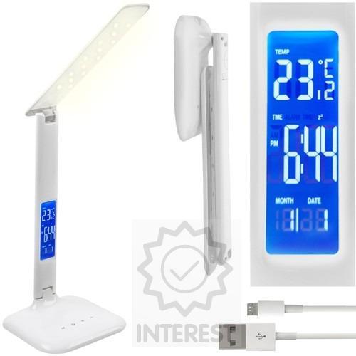 Stolní lampa s meteostanicí - bílá