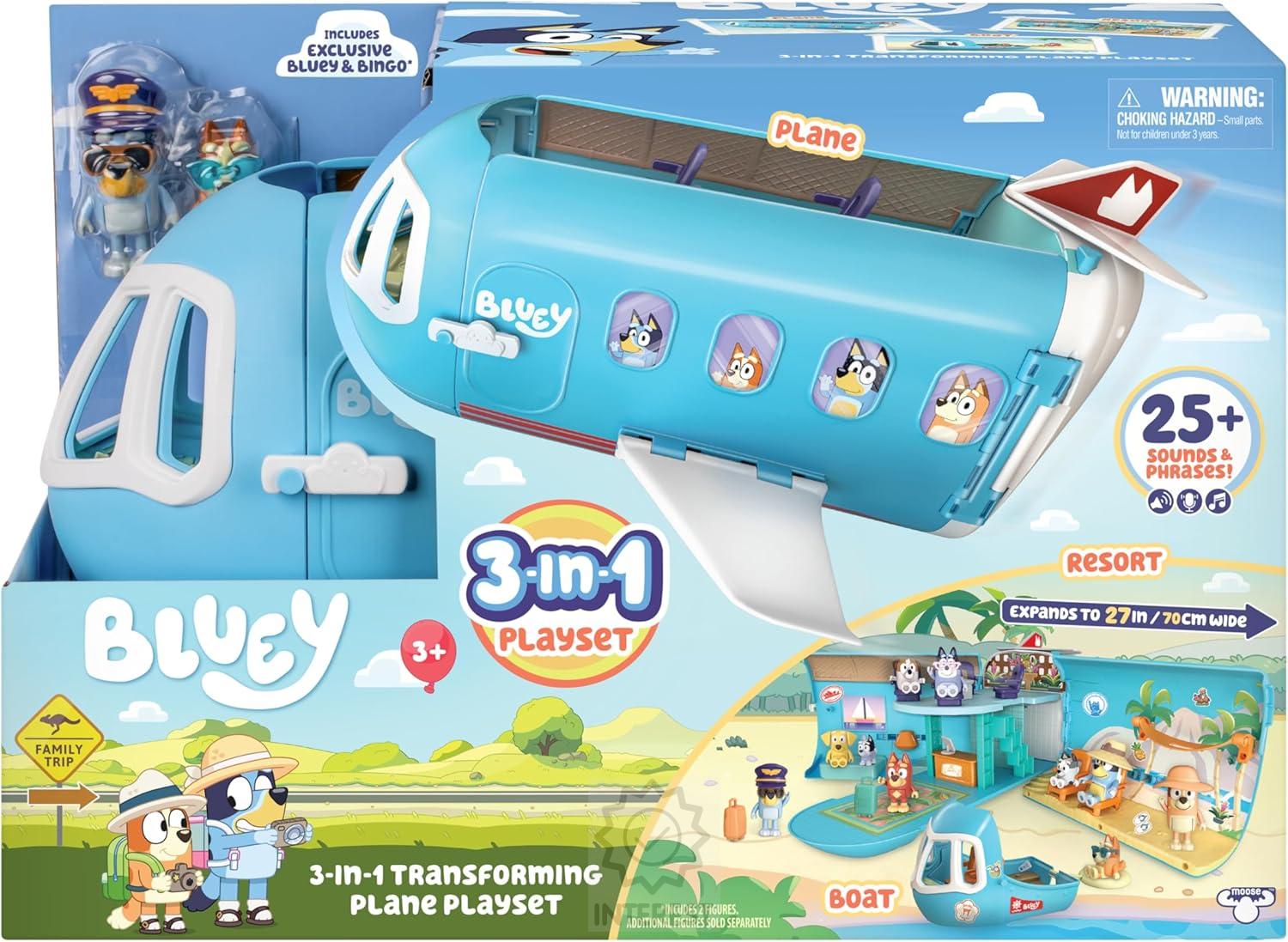 Bluey - Velké letadlo 3v1 se zvuky, figurky a příslušenství 70 cm.