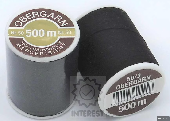 Bavlněné nitě Obergarn 500m. Barva černá - Set 7Ks