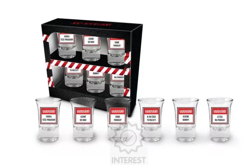 Dárková sada panáků 6x35ml - Varování.