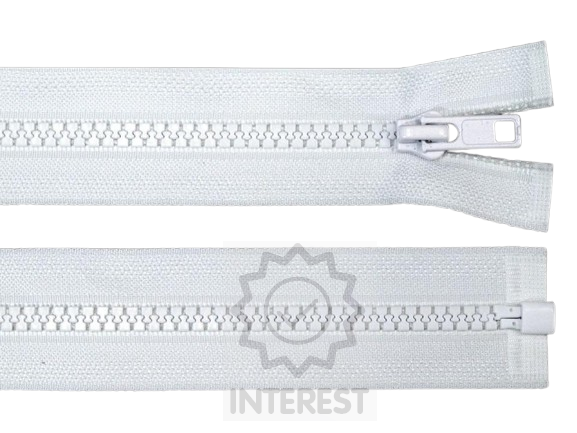 Kostěný zip šíře 5 mm délka 45 cm bundový - bílý.