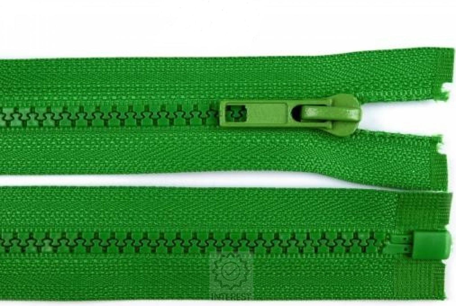 Kostěný zip šíře 5 mm délka 65 cm bundový - zelená.
