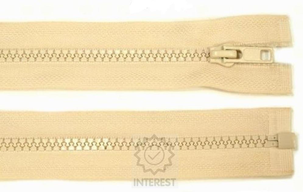 Kostěný zip šíře 5 mm délka 65 cm bundový - světlá béžová.