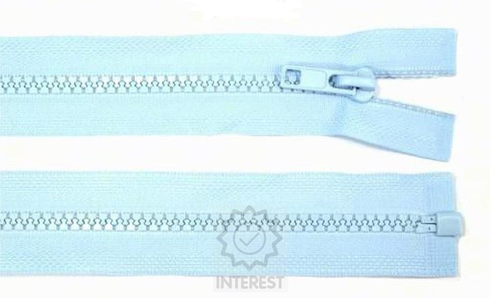 Kostěný zip šíře 5 mm délka 65 cm bundový - světlá modrá.