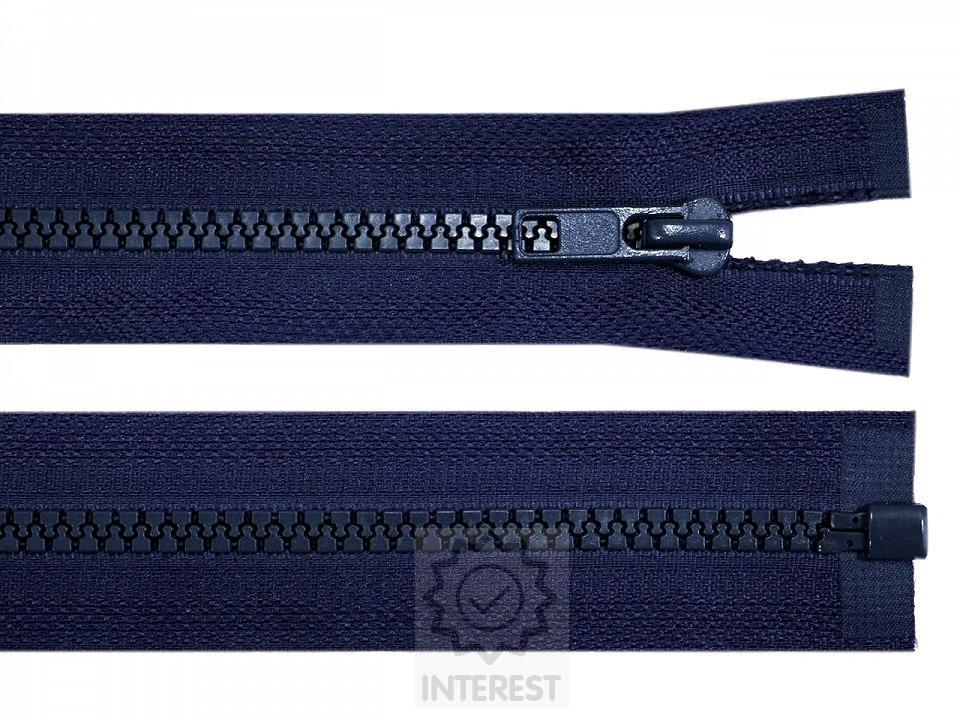 Kostěný zip šíře 5 mm délka 45 cm bundový - modrý.