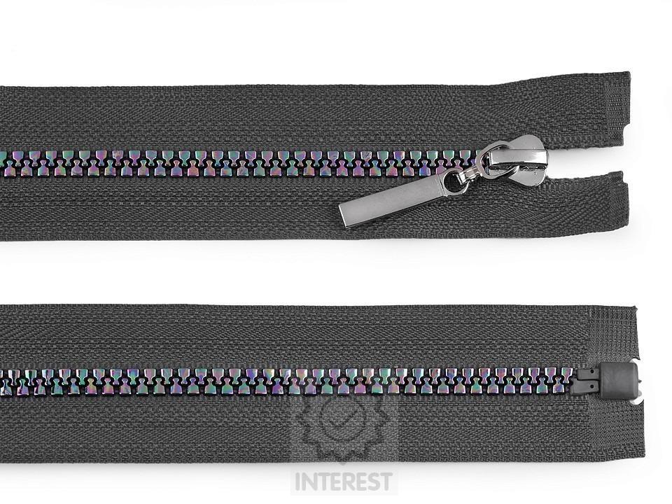 Duhový kostěný zip šíře 5 mm délka 50 cm - šedá paloma.