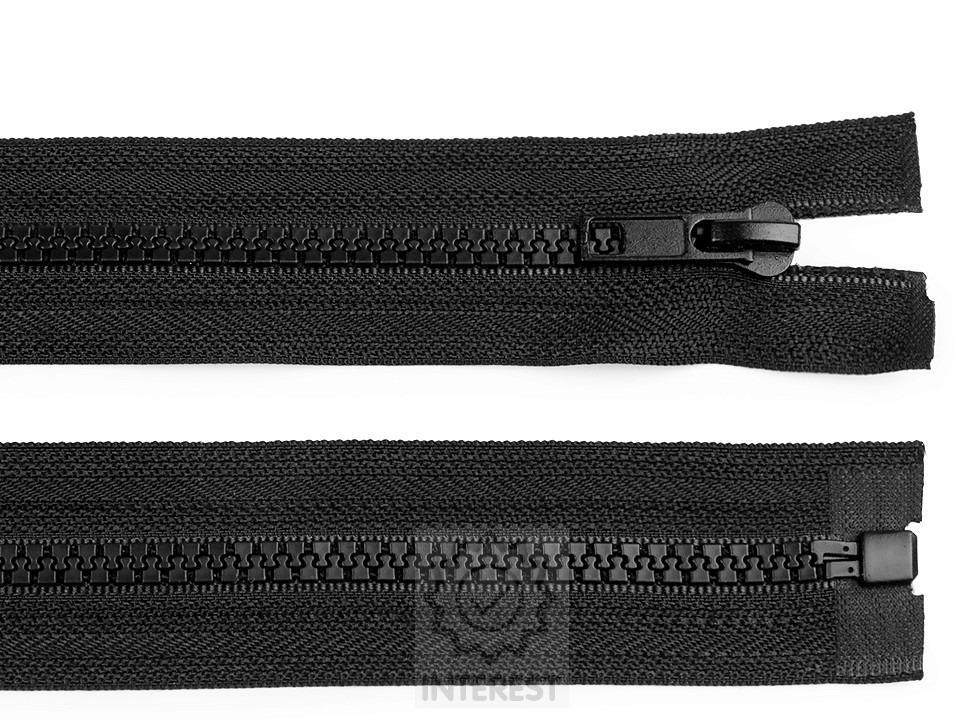 Kostěný zip šíře 5 mm délka 140 cm bundový - černý.