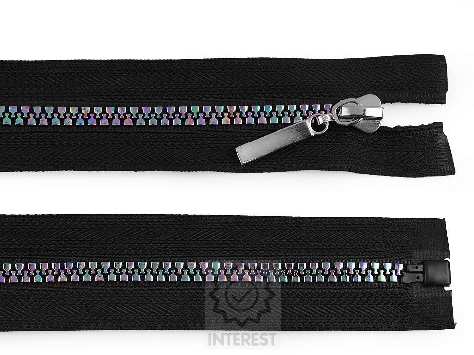 Duhový kostěný zip šíře 5 mm délka 50 cm - černý.