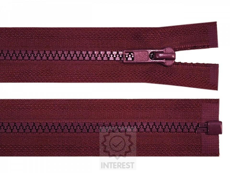 Kostěný zip šíře 5 mm délka 45 cm bundový - vínová.