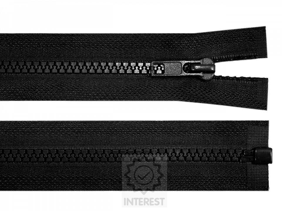 Kostěný zip šíře 5 mm délka 65 cm bundový - černý.