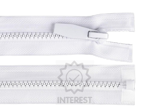 	Kostěný zip šíře 5 mm délka 70 cm kulaté zoubky - bílý.