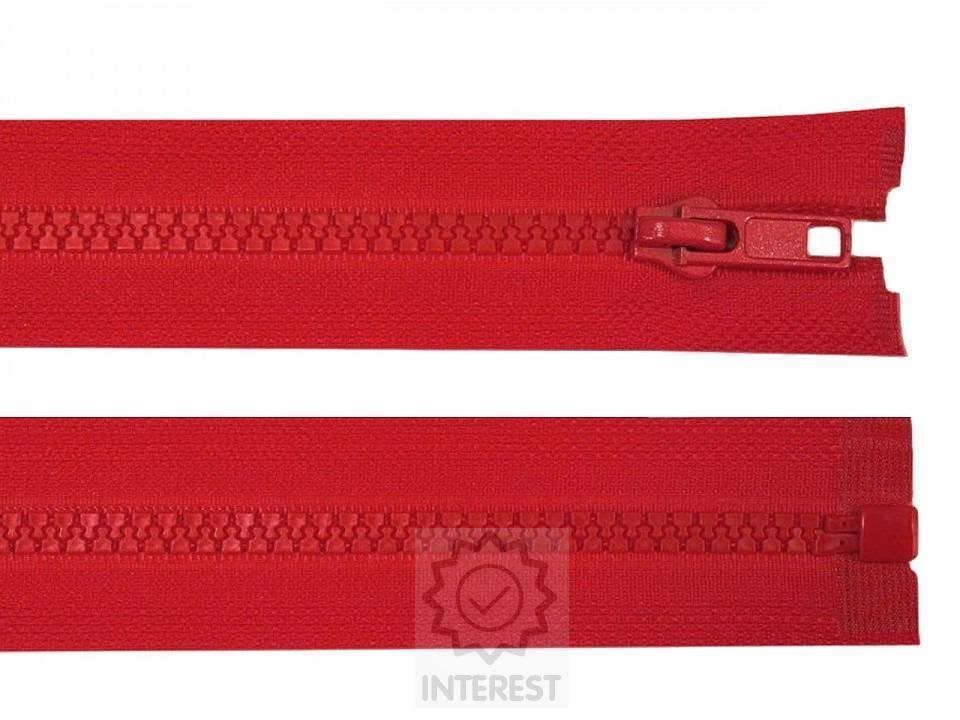 Kostěný zip šíře 5 mm délka 65 cm bundový - červený.