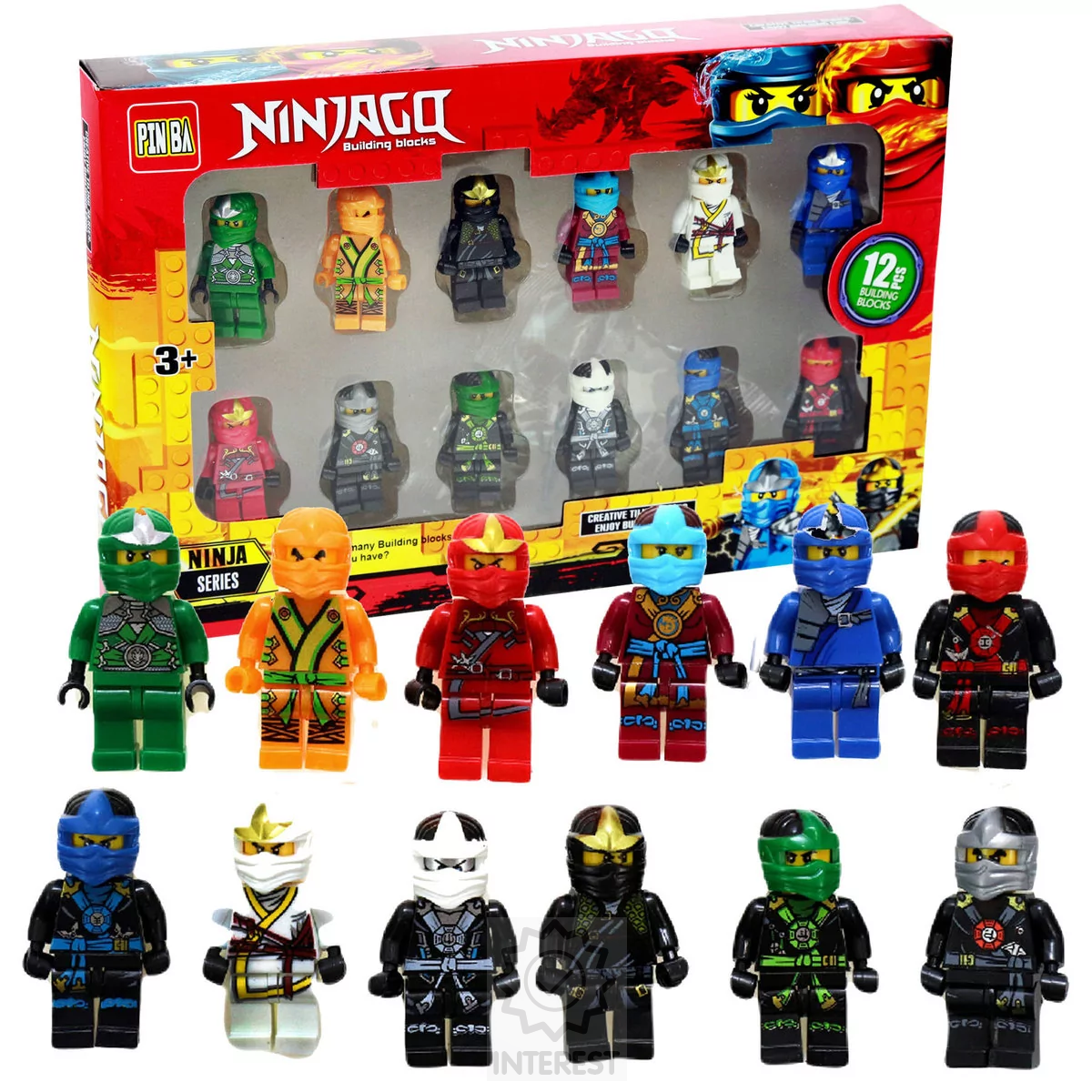 Sada 12 figurek NINJAGO + příslušenství.