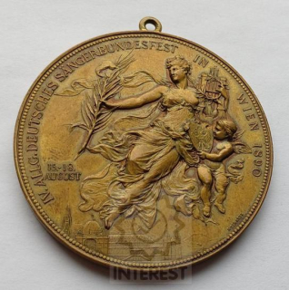 AE medaile 1890 VÍDEŇ - Franz Josef I. Národní festival pěvců