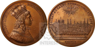 Medaile- Korunovace krále Ludvíka XIV. V Remeši v roce 1654, Michel Mo
