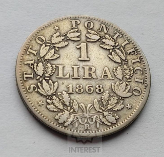 1 Lira 1868 R - Pius IX - Ag